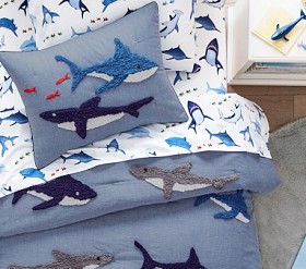 Pottery Barn Kids TWIN Shark Duvet AndPillowcase. online READ