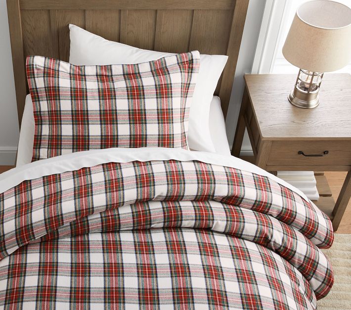 Gap Home Tonal Plaid Flannel online Organic Cotton Comforter Set, Full/Queen, Berry, 3-