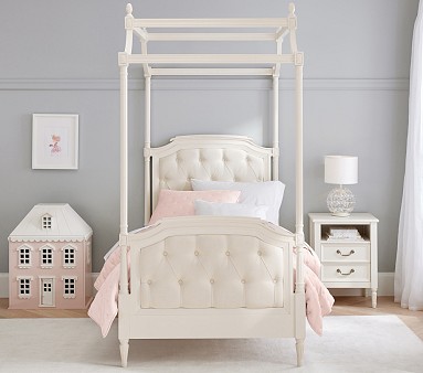 Blythe Tufted Canopy Bed Twin French White