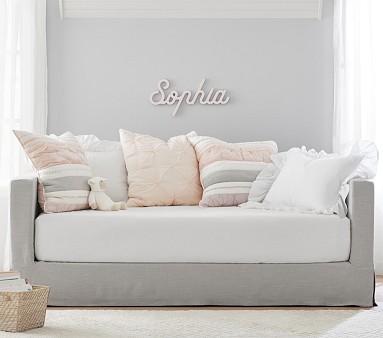 Jamie Slipcovered Daybed Full Brushed Crossweave Charcoal