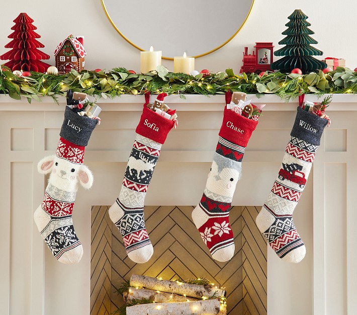 Natural Fair Isle Christmas Stocking Collection