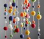 Primary Colors Felted Pom Pom Hanging Ceiling Mobile