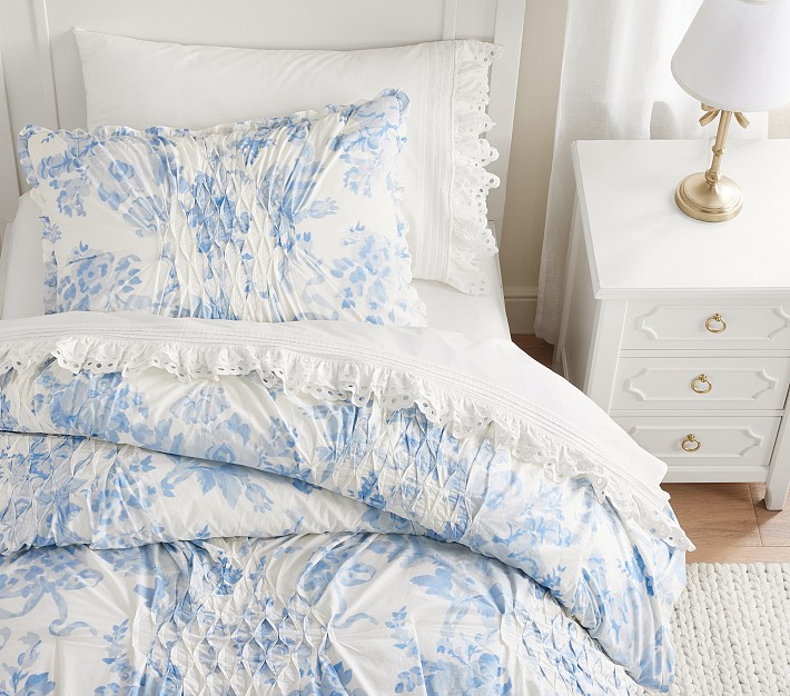 LoveShackFancy Blue Damask Floral Comforter &amp; Shams