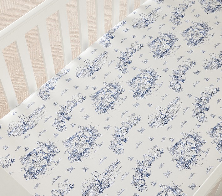 Disney's Winnie the Pooh Organic Toile Crib Fitted Sheet