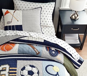 Pottery Barn outlet Kids Sports Twin Quilt & Sham Set