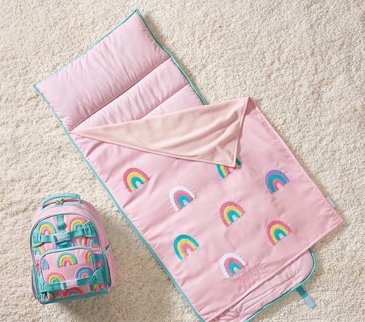 Mackenzie Pink Rainbows Chenille Small Backpack &amp; Nap Mat Bundle, Set of 2