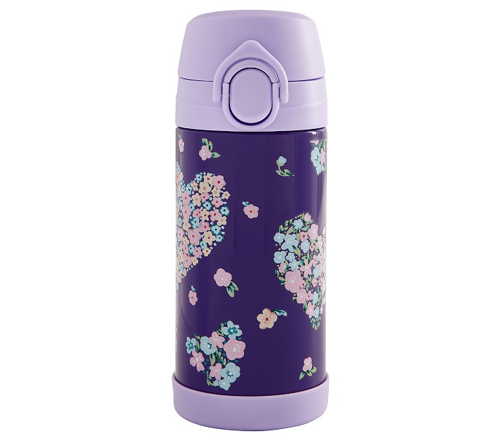 Mackenzie Plum Flower Hearts Water Bottles