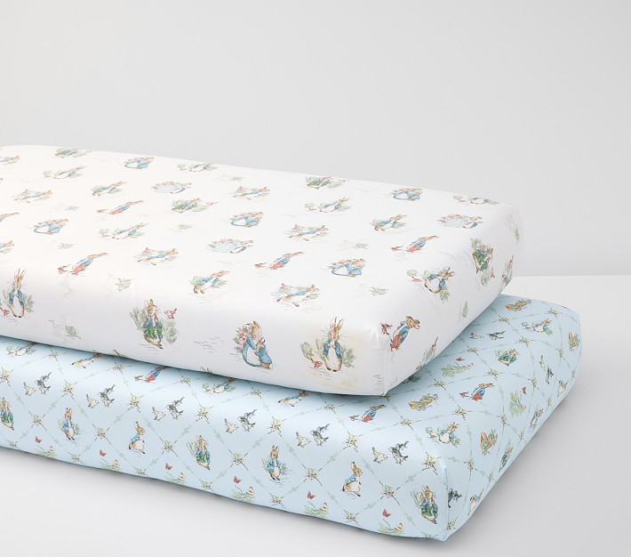 Peter Rabbit&#8482;  Blue Lattice Organic Crib Sheet Bundle, Set of 2