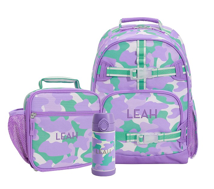 Mackenzie Lavender Sporty Camo Reflective Backpack &amp; Lunch Bundle, Set of 3