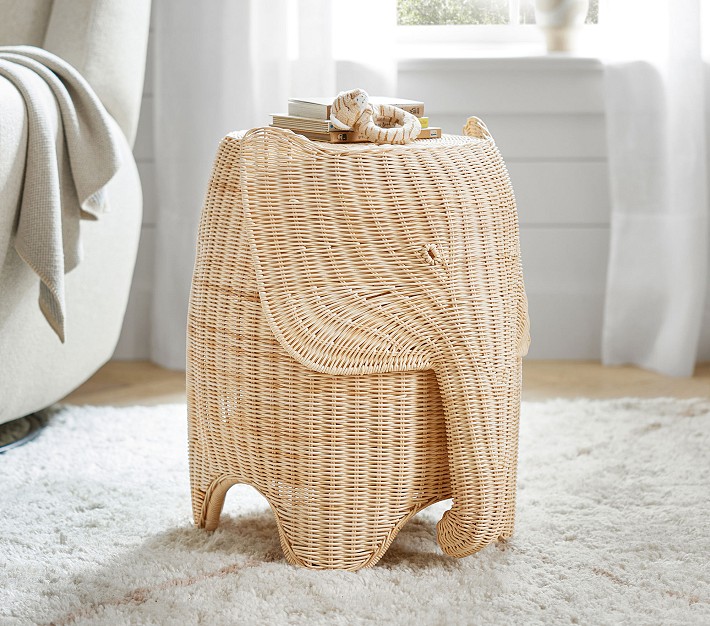 Rattan Elephant Side Table (22&quot;)