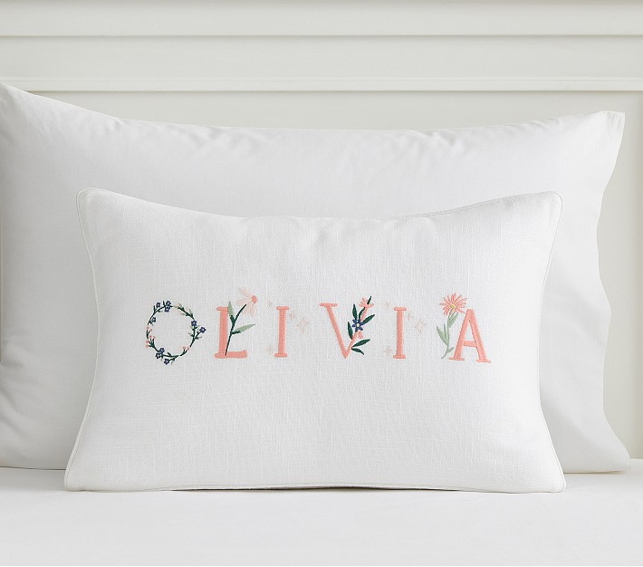 Pottery Barn Kids Custom Heritage Alphabet Personalized Pillow Cover Pink