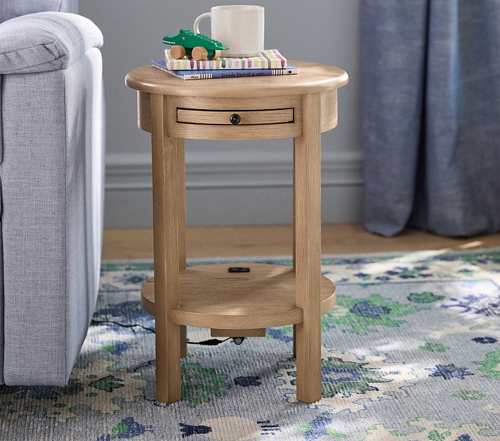 Kendall Side Table with Charging Station &amp; Nightlight (16&quot;)