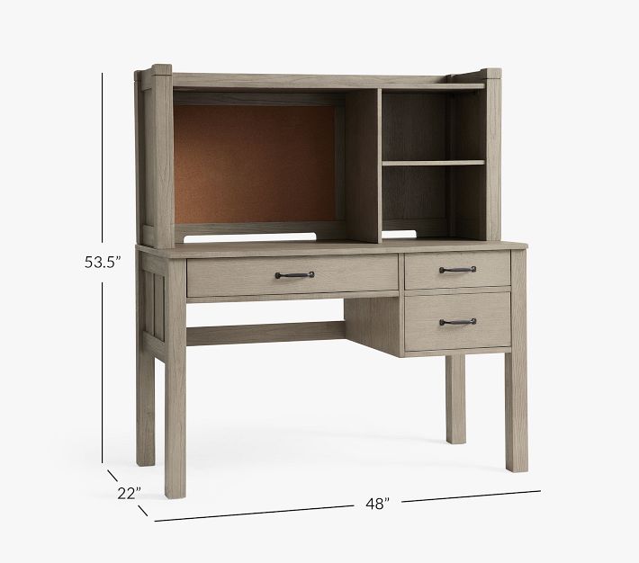Camp Storage Desk Hutch Set Stone Gray WB In Home Delivery