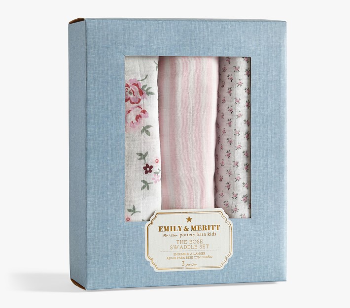 Emily &amp; Meritt Roses Organic Swaddle Set