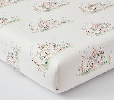AERIN Carousel Organic Crib Fitted Sheet