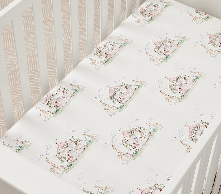 AERIN Carousel Organic Crib Fitted Sheet