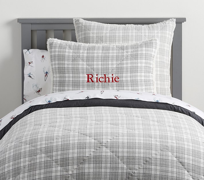 Plaid Sherpa Backed Comforter &amp; Shams