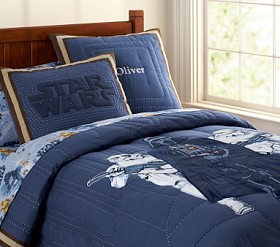 Pottery Barn PB Kids Star Wars shops Darth Vader Navy Blue Stitched Quilt Full Queen