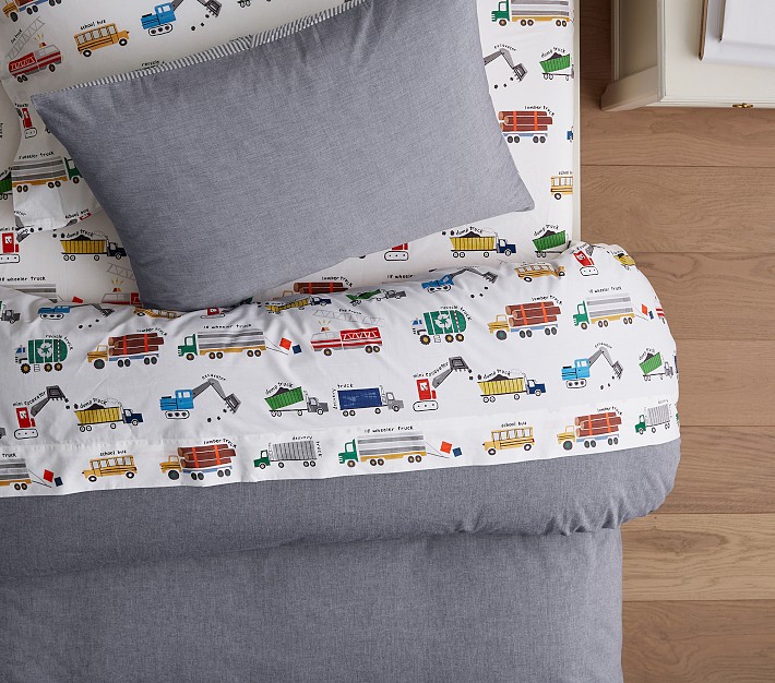 Busy Trucks Organic Sheet Set &amp; Pillowcases