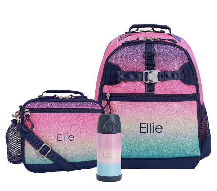 Mackenzie Rainbow Ombre Glitter Adaptive Backpack &amp; Lunch Bundle, Set of 3