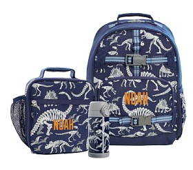 PBK Mackenzie Blue Multi Dino Backpack good & Lunchbox