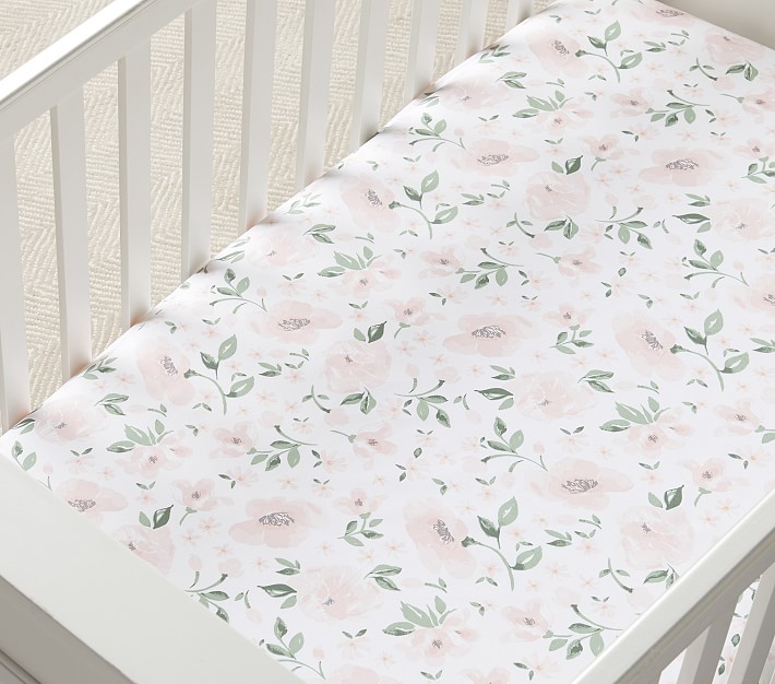 Meredith Allover Floral Organic Crib Fitted Sheet Pottery Barn Kids