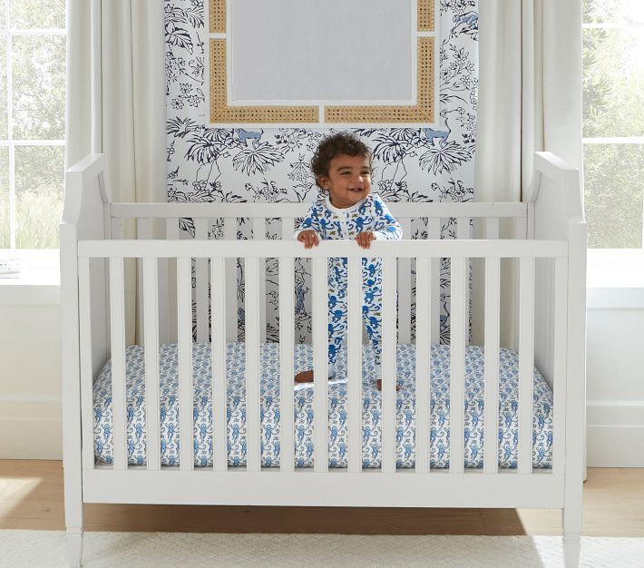 Organic Roller Rabbit Monkey Crib Sheet Set of 2 Blue