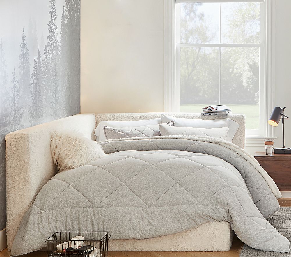 Cushy Upholstered Platform Corner Bed