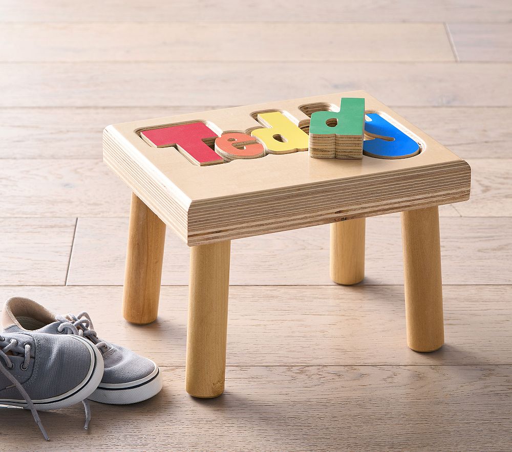 Hollow Woodworks Personalized Puzzle Step Stools