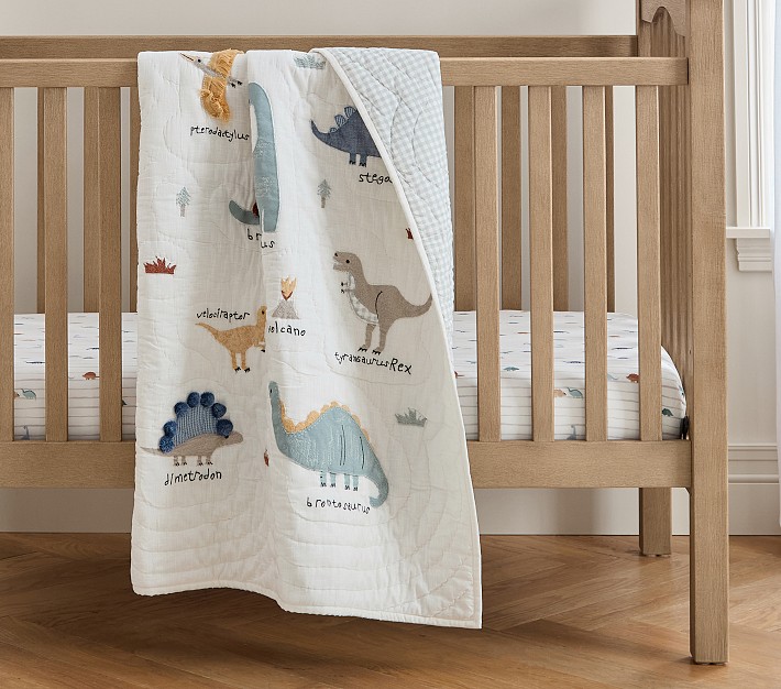 Embroidered Dino Baby Quilt