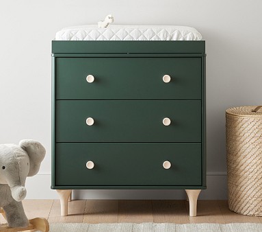 Babyletto Lolly 3 Drawer Changer Dresser Forest Green Washed Natural