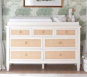 Ava Regency Caned 7 Drawer Dresser Topper 56w x 19d
