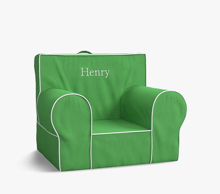 Kids Anywhere Chair&#174;, Green with White Piping Slipcover Only