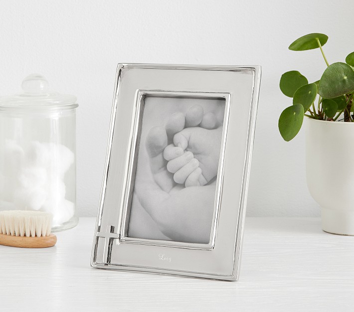 Baptism Cross Silver Frame