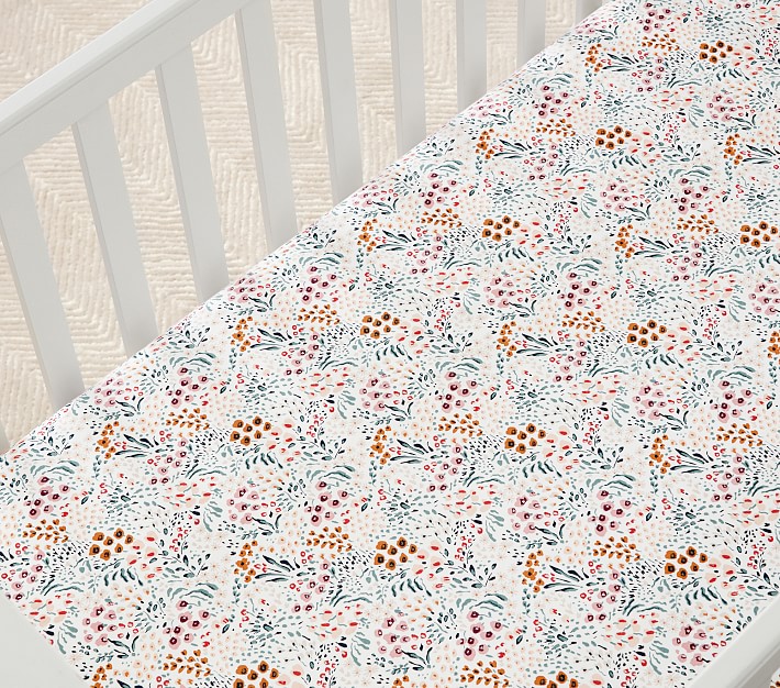 Organic Field Floral Crib Fitted Sheet