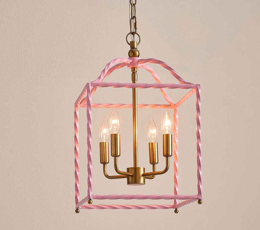 Twisted Pink Lantern Chandelier (12&quot;)