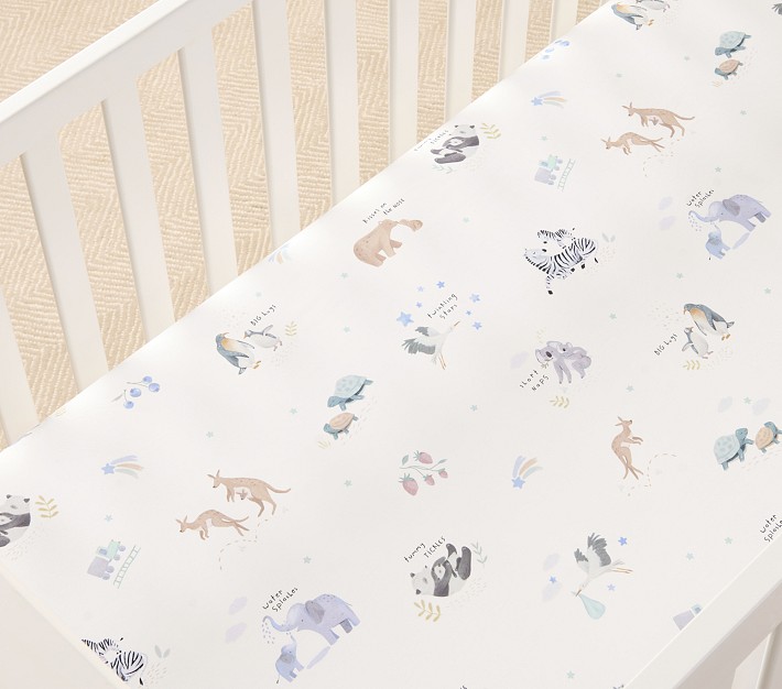 Avery Animals Organic Crib Fitted Sheet