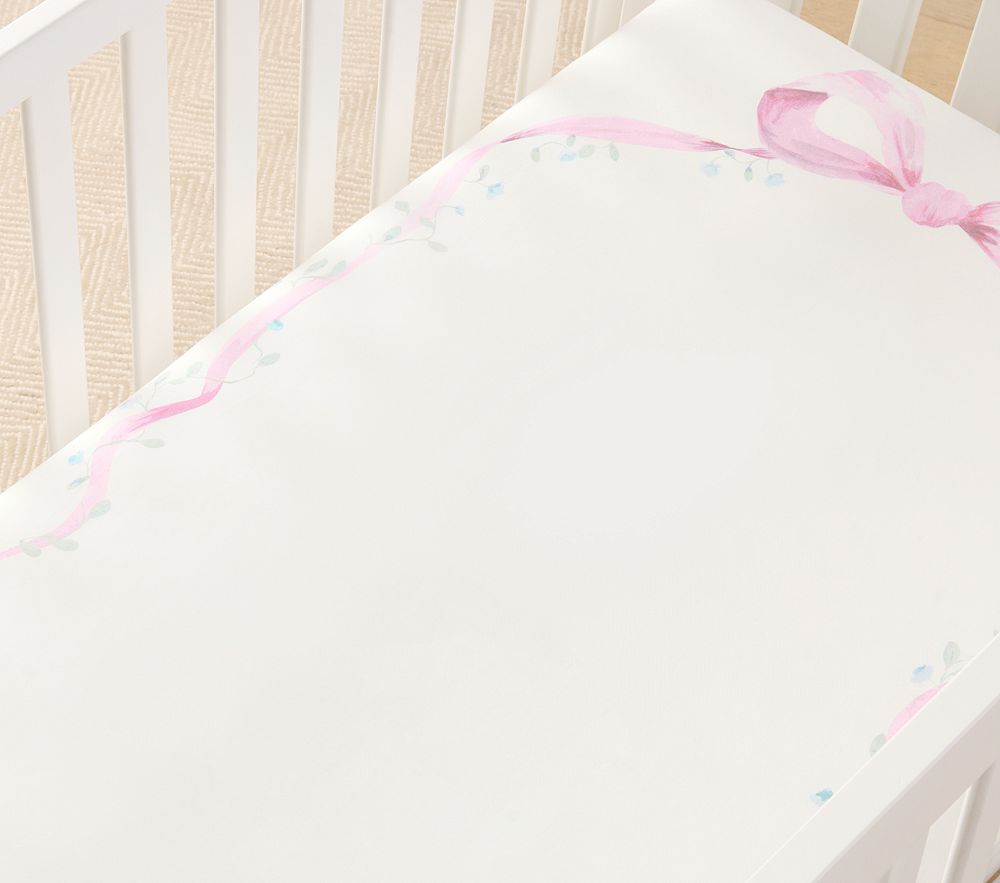 LoveShackFancy Bow Picture Perfect Organic Crib Fitted Sheet
