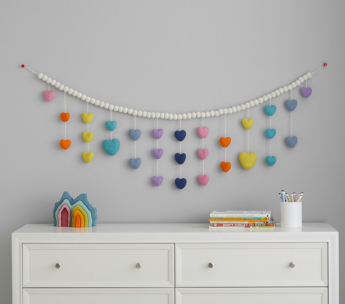 Felted Wool Multi Heart Garland