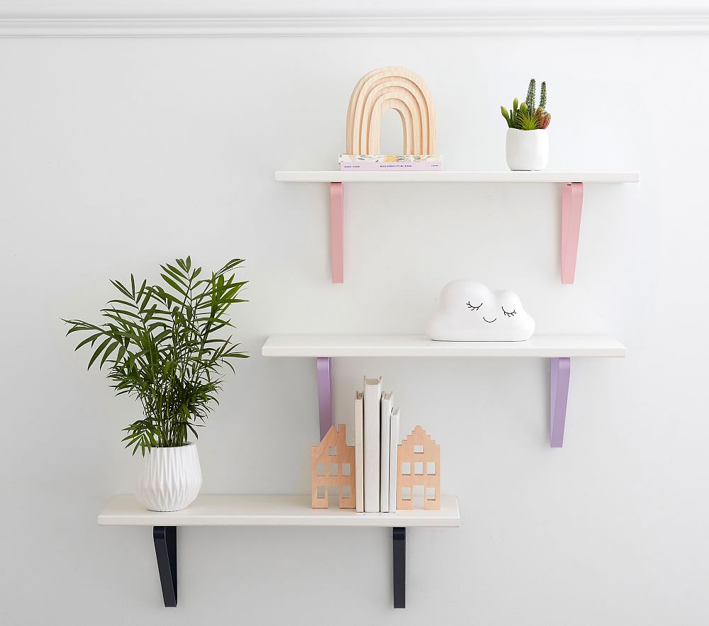 Shelf With Colored Metal Brackets