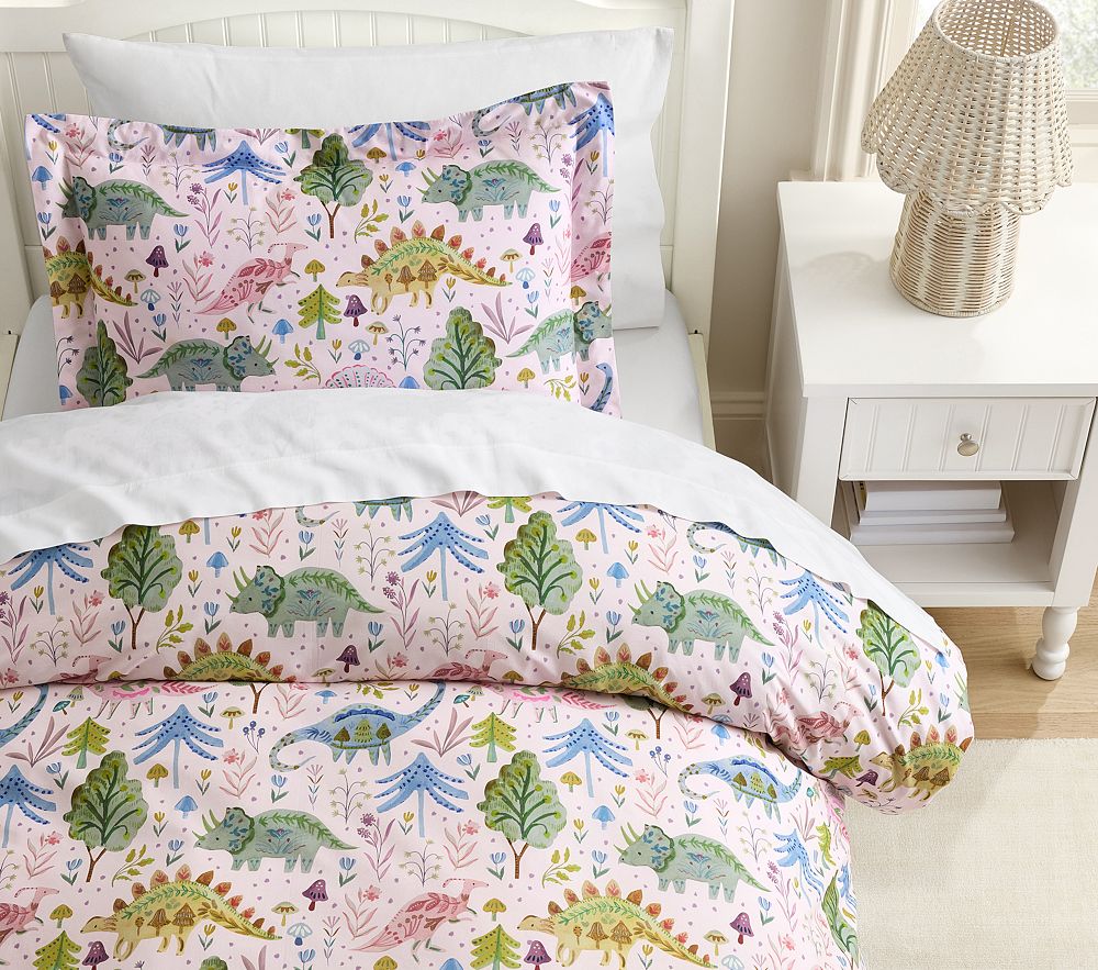 Floral Dino Organic Duvet Cover &amp; Shams