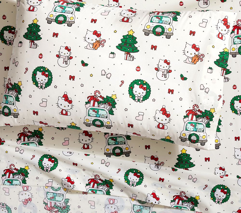 Hello Kitty® Christmas Organic Sheet Set | Pottery Barn Kids