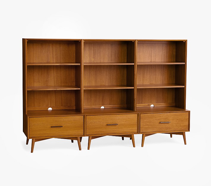 west elm x pbk Mid-Century 3 Hutch &amp; 3 Drawer Base Wall Storage System