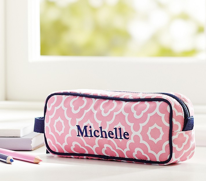 Mackenzie Pink&#47;Navy Geo Pencil Case