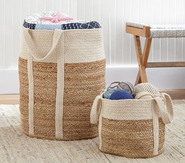 White Woven Jute Baskets