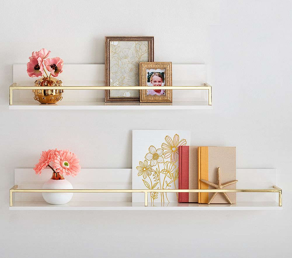 Gold Polished Metal Shelves (24&quot; - 36&quot;)
