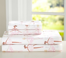pottery barn バレリーナ　ピンク　新品 Ballerina Printed Organic Sheet Set & Pillowcases | Pottery