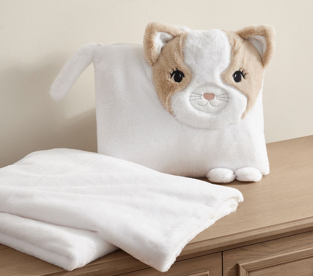 Juniper Kitty Faux Fur Pillow &amp; Throw Blanket Set