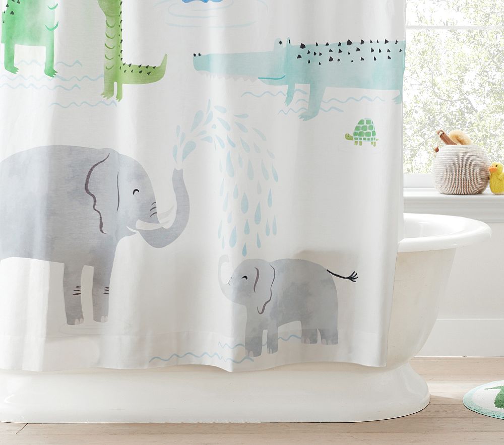 Safari Printed Kids Shower Curtain Pottery Barn Kids
