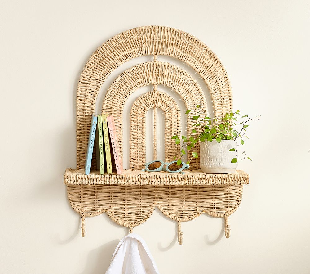 Rattan Rainbow Hook Rack With Ledge (22&quot; x 18&quot;)